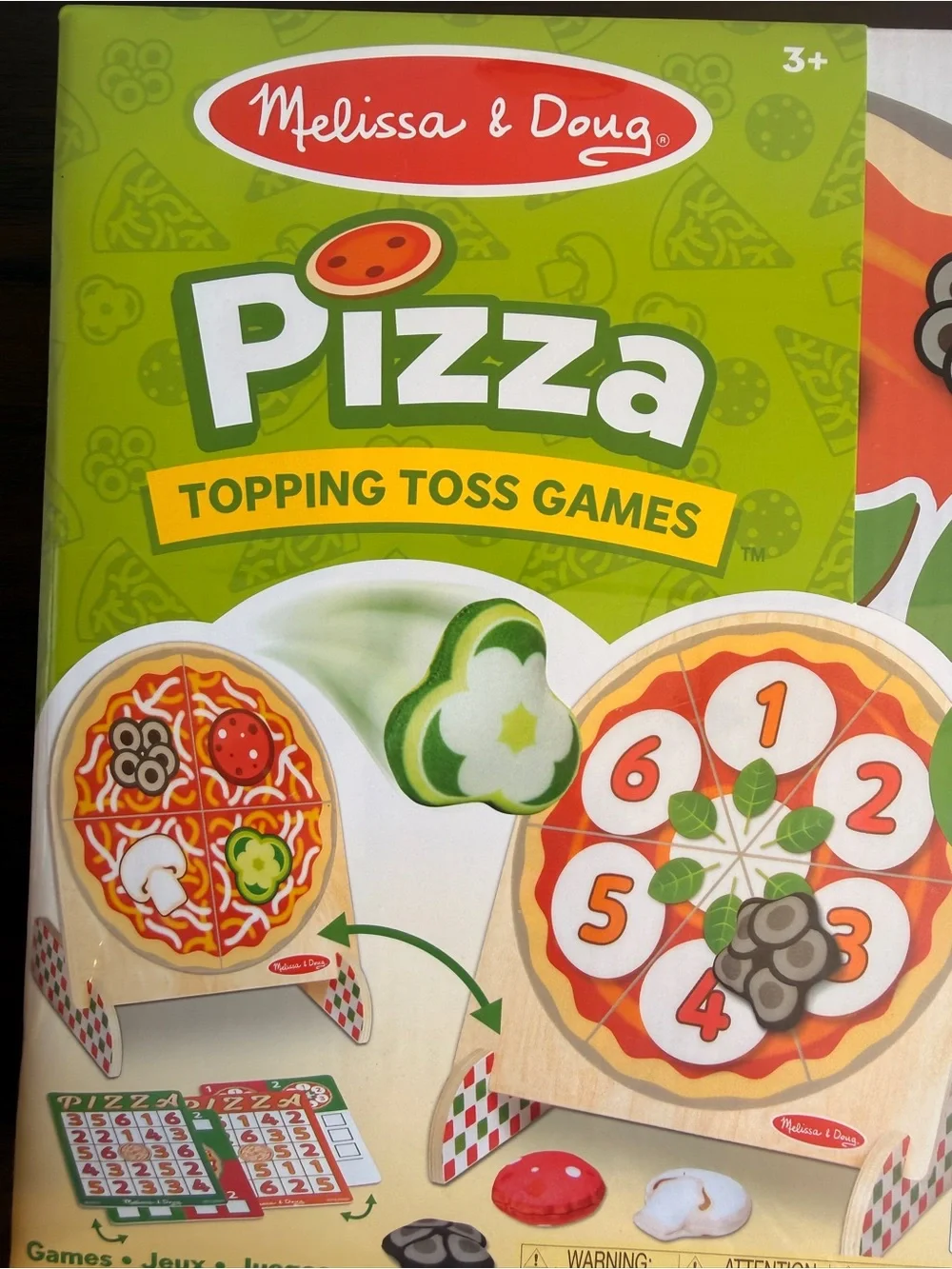 Melissa & Doug Wooden Double-Sided Pizza Topping Toss Games 14 Pieces NEW